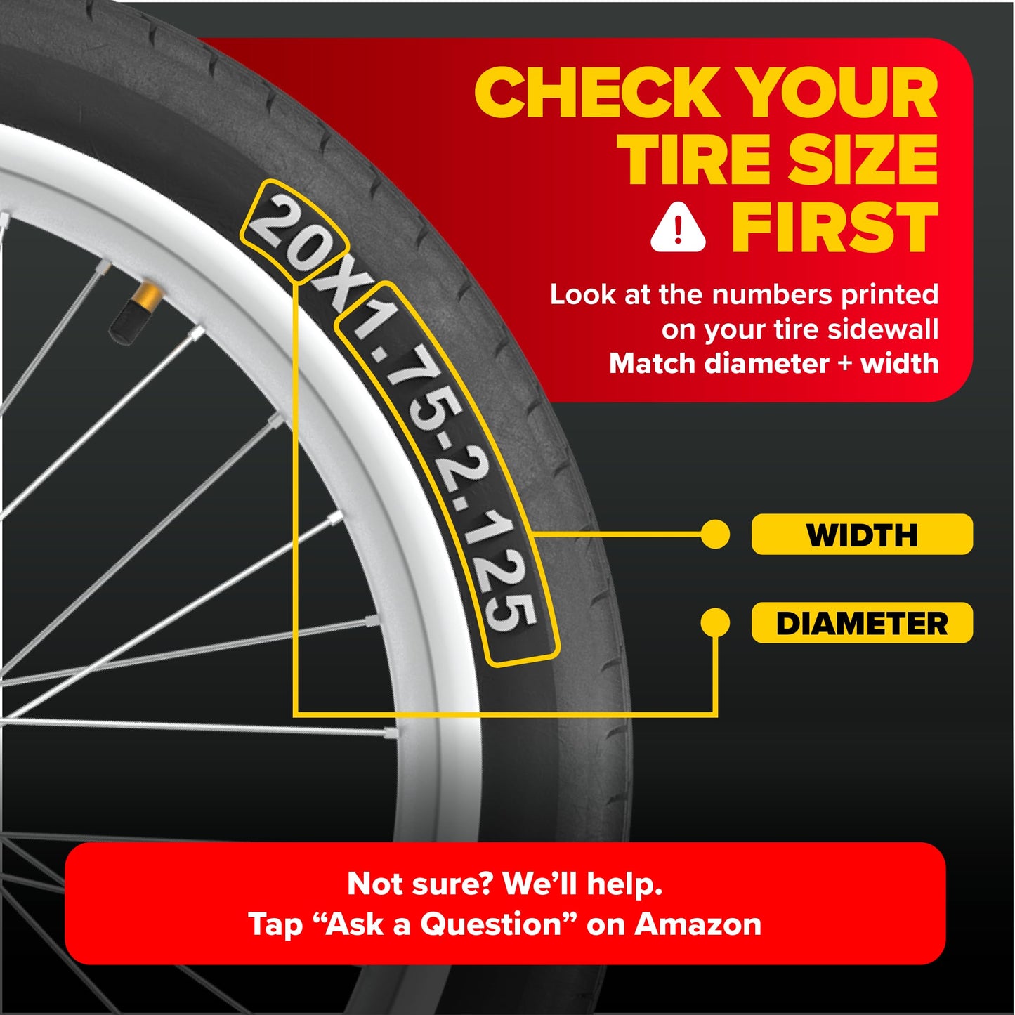 Ultraverse 20" Bike Inner Tubes 20 x 1.75, 1.95, 2.00, 2.125, – Butyl Rubber Bicycle Tubes with Schrader Valve – Replacement Tube for Kids, BMX, Cruiser, Mountain & Electric Bikes – Set of 2