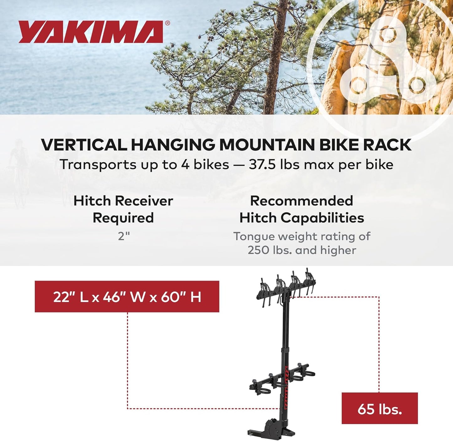 Yakima 4-Bike Hitch Mount Carrier - Tilt-Away Steel Bike Rack for Easy Access | Hangover 4