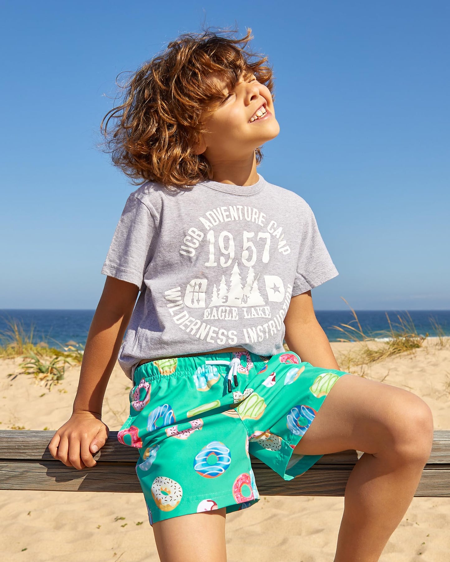 maamgic Boys Swim Trunks Toddler Swim Shorts Little Boys Bathing Suit Swimsuit Toddler Boy Swimwear,Doughnut-Green,14 T