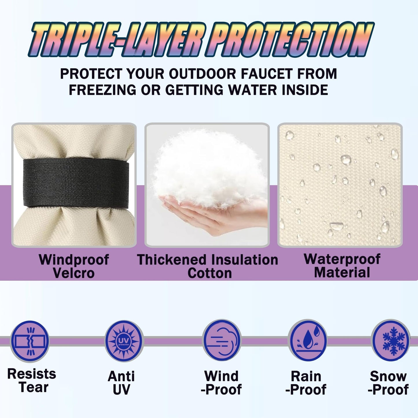 Outdoor Faucet Cover for Winter - Pro 7.1"W x 9.8"H - 4 PACK Outdoor Water Faucet Cover Socks for Winter Freeze Protection Pipe Insulation Reusable Waterproof Insulated Spigot backflow Cover - Beige