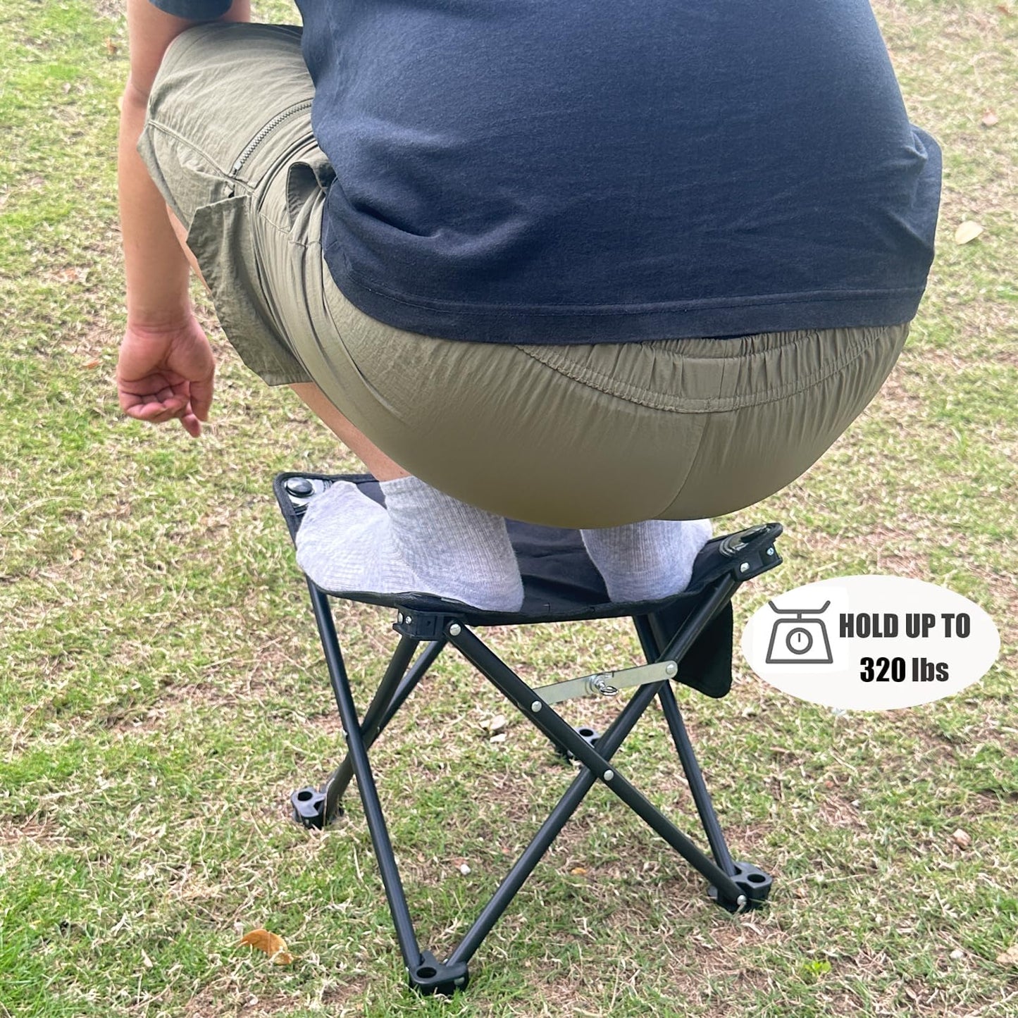 Opliy Camping Stool Upgrade Foot Stool for Camping Fishing Hiking Gardening and Beach, Camping Seat with Carry Bag (Black)