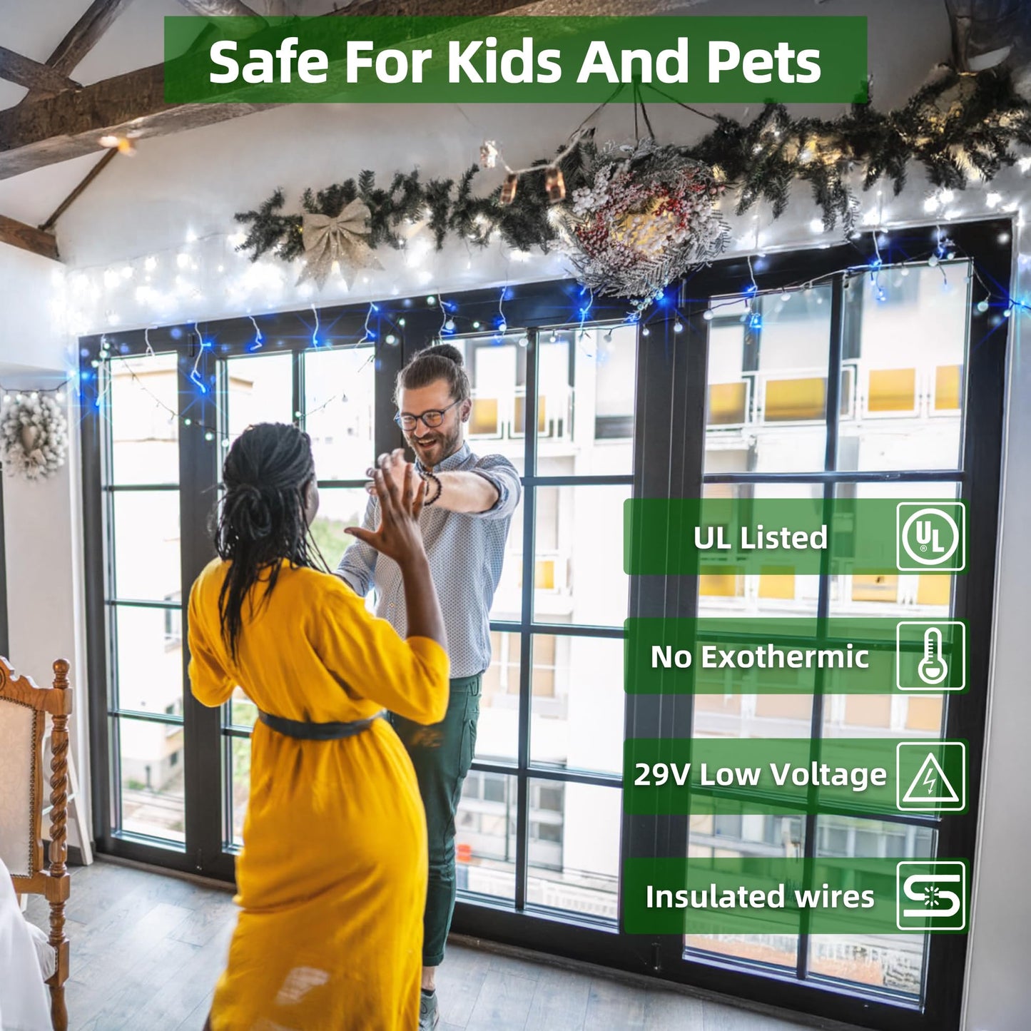 1296 LED Outdoor Christmas Lights with 288 Drops, 131FT Christmas Fairy Lights with 8 Modes Timer, Twinkly Lights IP44 Waterproof for Eaves Yard Holiday Wedding Party Decor Blue & Cool White