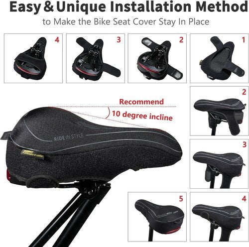 DAWAY Comfortable Bike Seat Cover - C3 Gel & Memory Foam Cushion for Peloton, Stationary, and Mountain Bikes