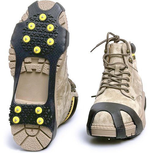EWENYS Ice & Snow Grips for Shoes and Boots, Removable Snow Shoe Spikes, Anti Slip Ice Grippers for Trekking, Hiking, Jogging in Winter Outdoor(XL)