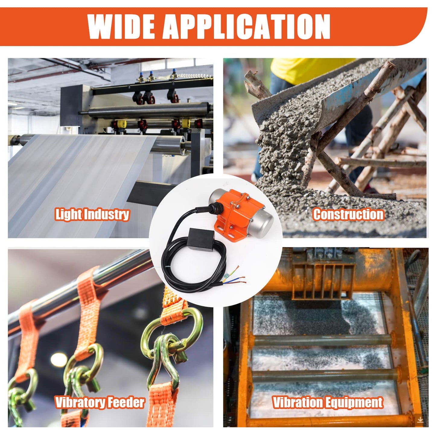 TOAUTO Concrete Vibrator Vibration Motor 100W Single Phase AC 110V 3600rpm Aluminum Alloy Case Vibrating Motor for Shaker Table