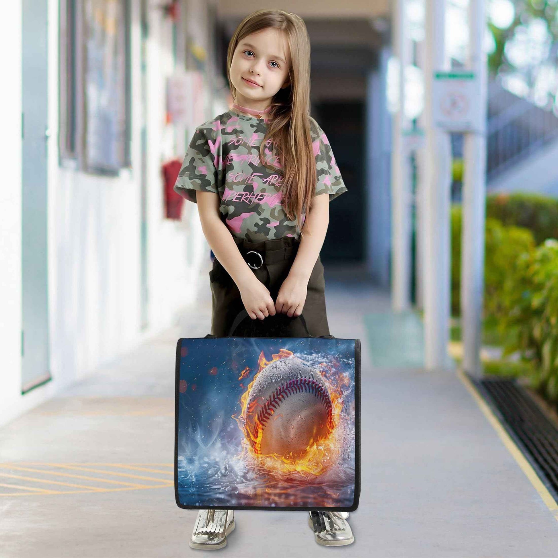 Takiito 3 Ring Zipper Binder Firing Baseball Binder Organizer Portfolio with File and Shoulder Strap & Handle Large Capacity File Folder