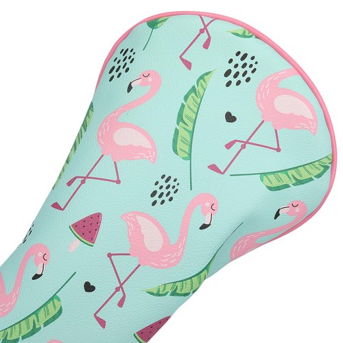 SHABIER Blue&Pink Golf Headcover with Flamingos Design for Golf Club (Driver Headcover)