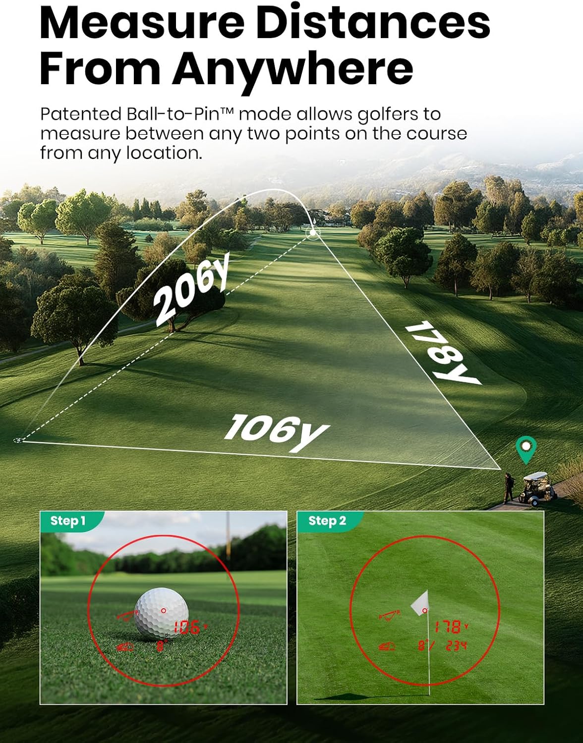 MILESEEY GenePro G1 GPS Rangefinder - Touchscreen, 1300 Yards, 43000+ Courses, Red & Green Display