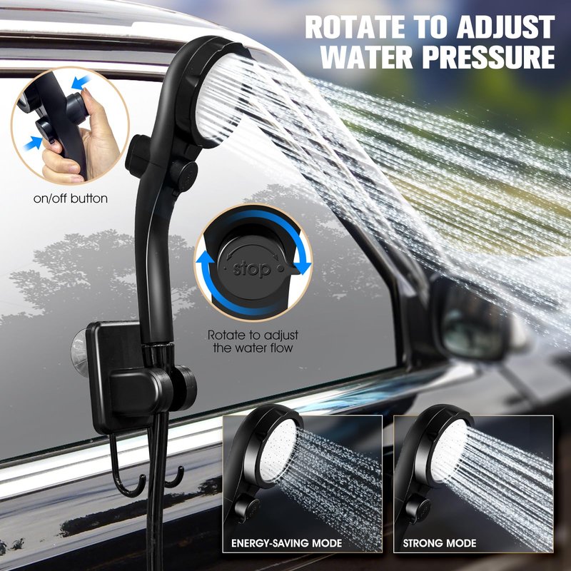 Portable Shower With Heater,6000Mah Battery Powered Portable Shower For Camping With 2000W Auto-Off Heater,Portable Heated Shower For Camping,Digital Power&Temperature Display For Hiking (Black)