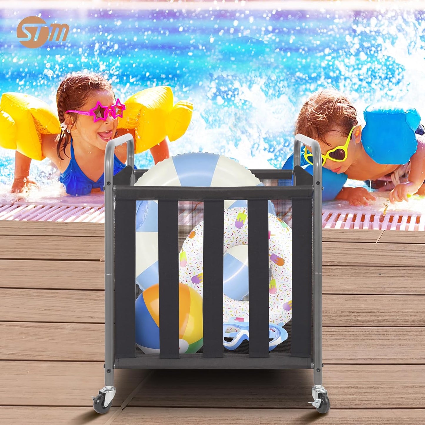 Storage Maniac Ball Storage Bin - Rolling Sports Ball Cart for Garage & Gym | Metal Organizer for Indoor & Outdoor Equipment