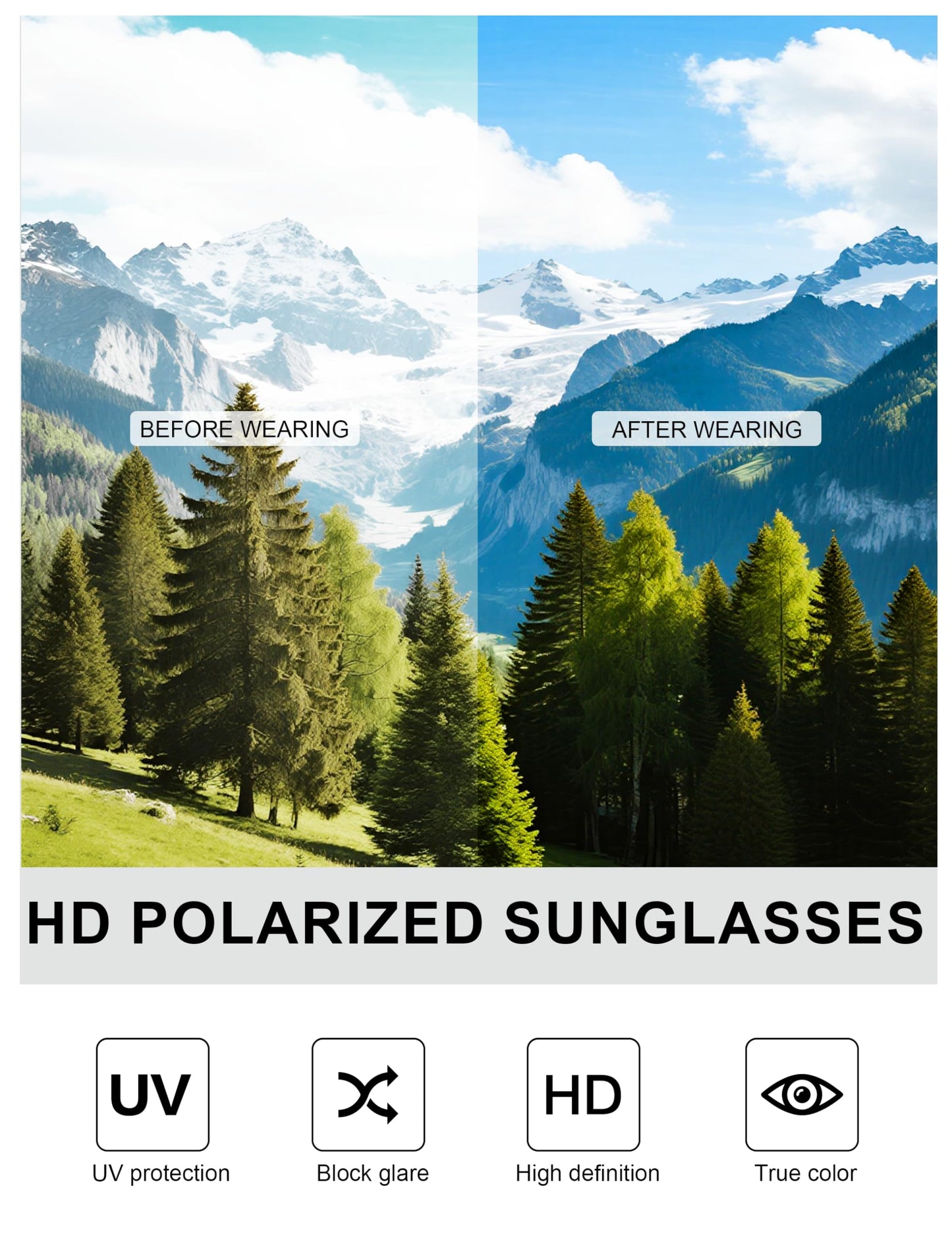 Foliful Square Polarized Sunglasses for Men and Women, Mens Sunglasses UV400 Protection with Lightweight Frame Sun Glasses for Driving Fishing, Grey/Red/Ice Blue