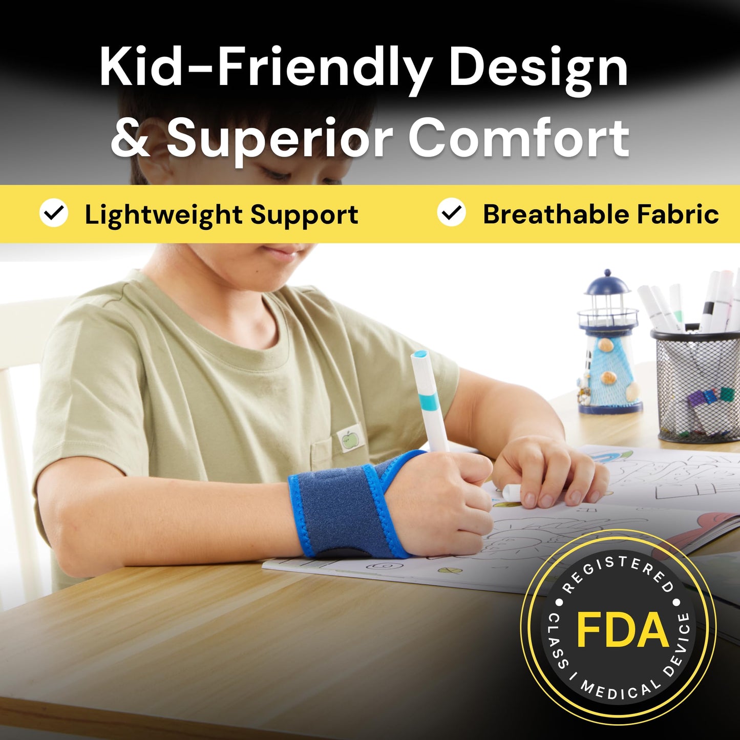 BraceUP Adjustable Kids Wrist Brace- Youth Wrist Support, Kids Wrist Splint, Child Wrist Brace for Sports and Daily Use, Boys and Girls (Height 3’3”-4’7”, 100-140 cm)