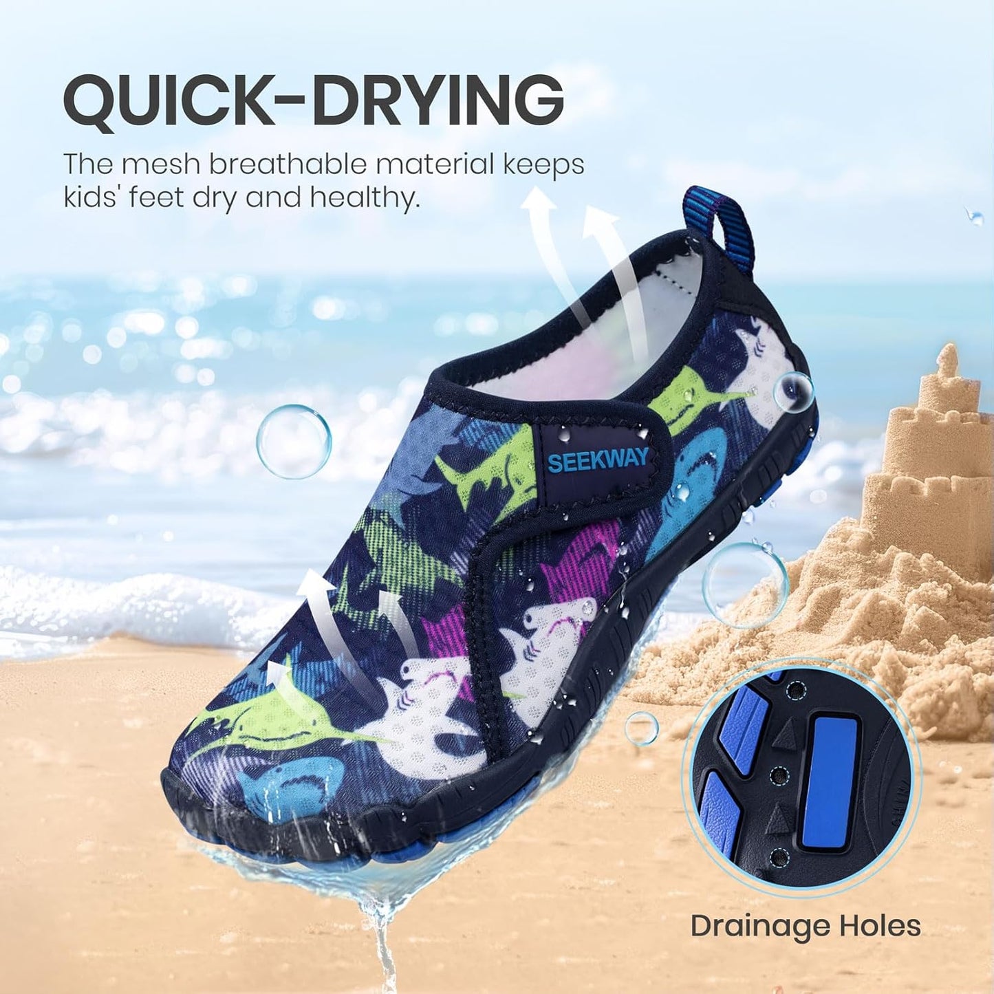 SEEKWAY Barefoot Water Shoes for Kids - Quick-Dry, Non-Slip Sand Shoes for Hiking & Swimming | Toddler Sizes