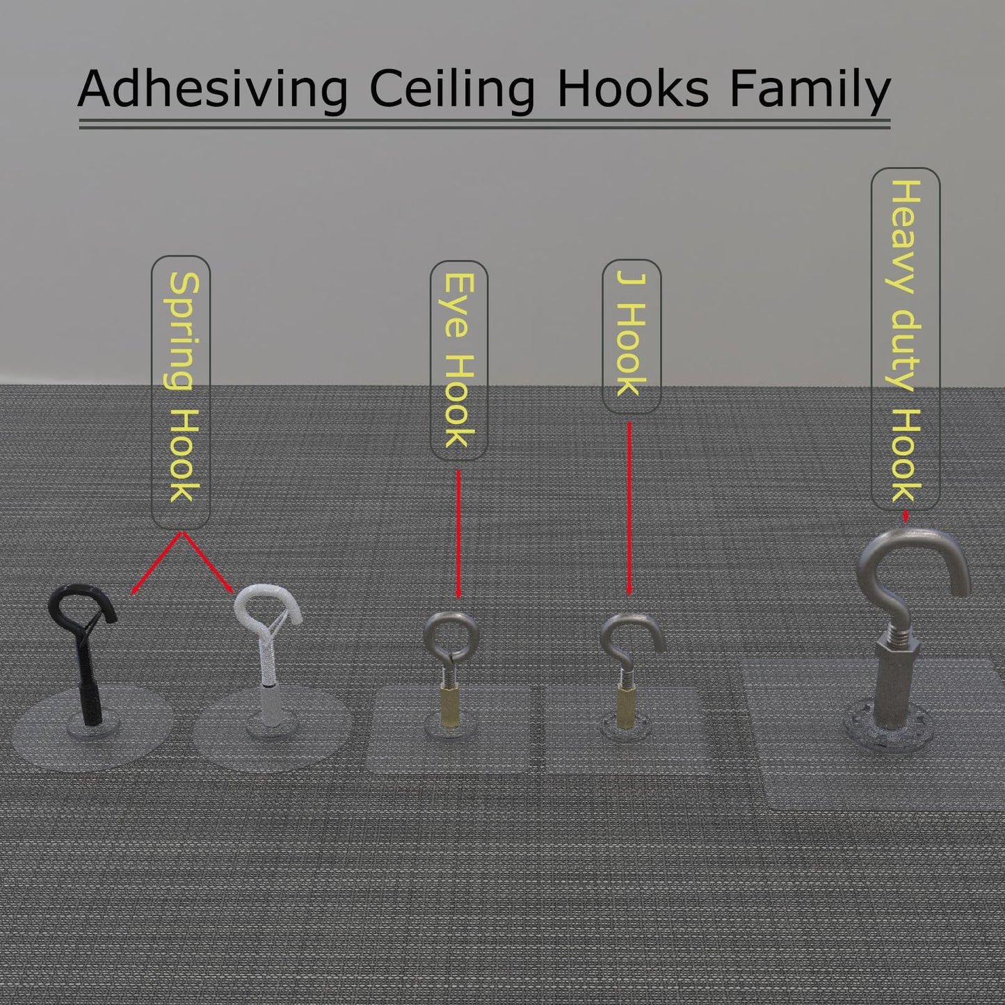 Aufuga No Hole No Drilling Adhesive Ceiling Hooks for Hanging Plants Lights Wind Chimes Lantern, Sticky J Hooks Eye Hook for Hanging Indoor Outdoor (Black+White_Round_2.4", 10)