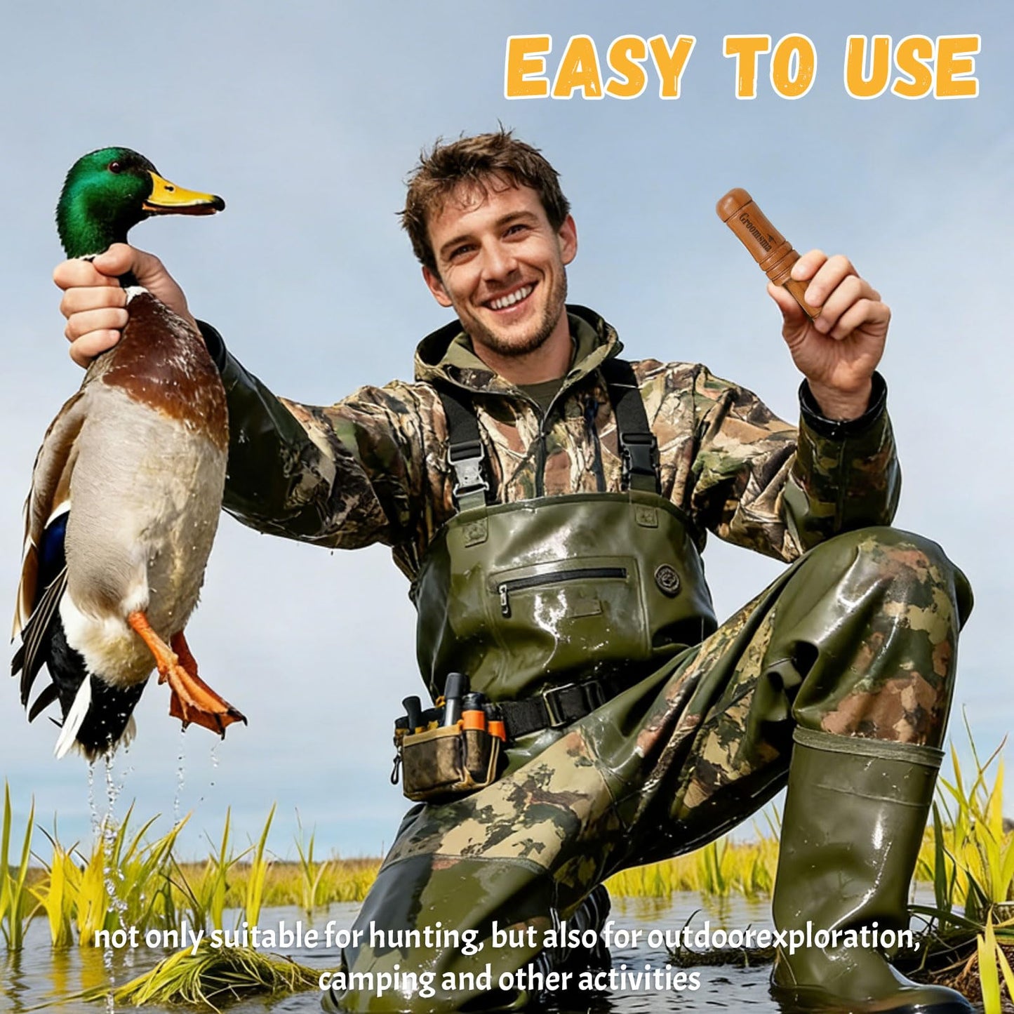 RSQGT Personalized Duck Call for Hunters, Custom Name Icon, 6-in-1 Whistle