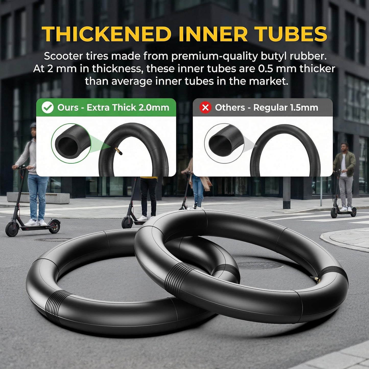 NAIXTYRE (2 Pack) 10x2.5,60/70-6.5 Thicker Inner Tubes. Replacement Wheels for Ninebot G30 Max/ G30 G30D/ G30LP Mobility Electric Scooters.
