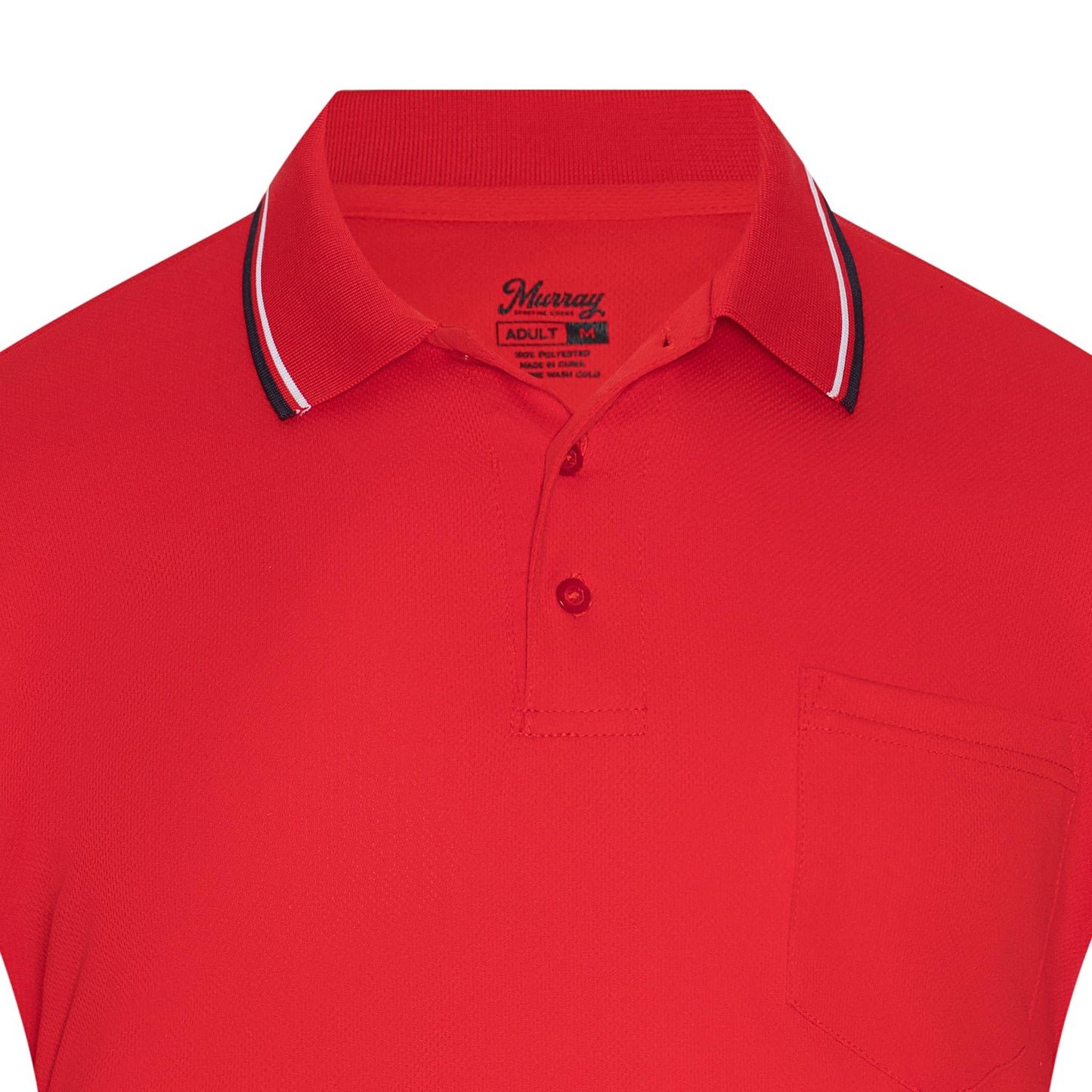 Murray Sporting Goods Short Sleeve Polo Baseball and Softball Umpire Shirt - Sized for Chest Protector (Red, X-Large)