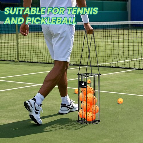 TurboStride Portable Tennis Ball Hopper, Pickleball Picker, Large Capacity, No Assembly for Easy Transport for Picking and Storage Training Tool for Ball (Non-Foldable)