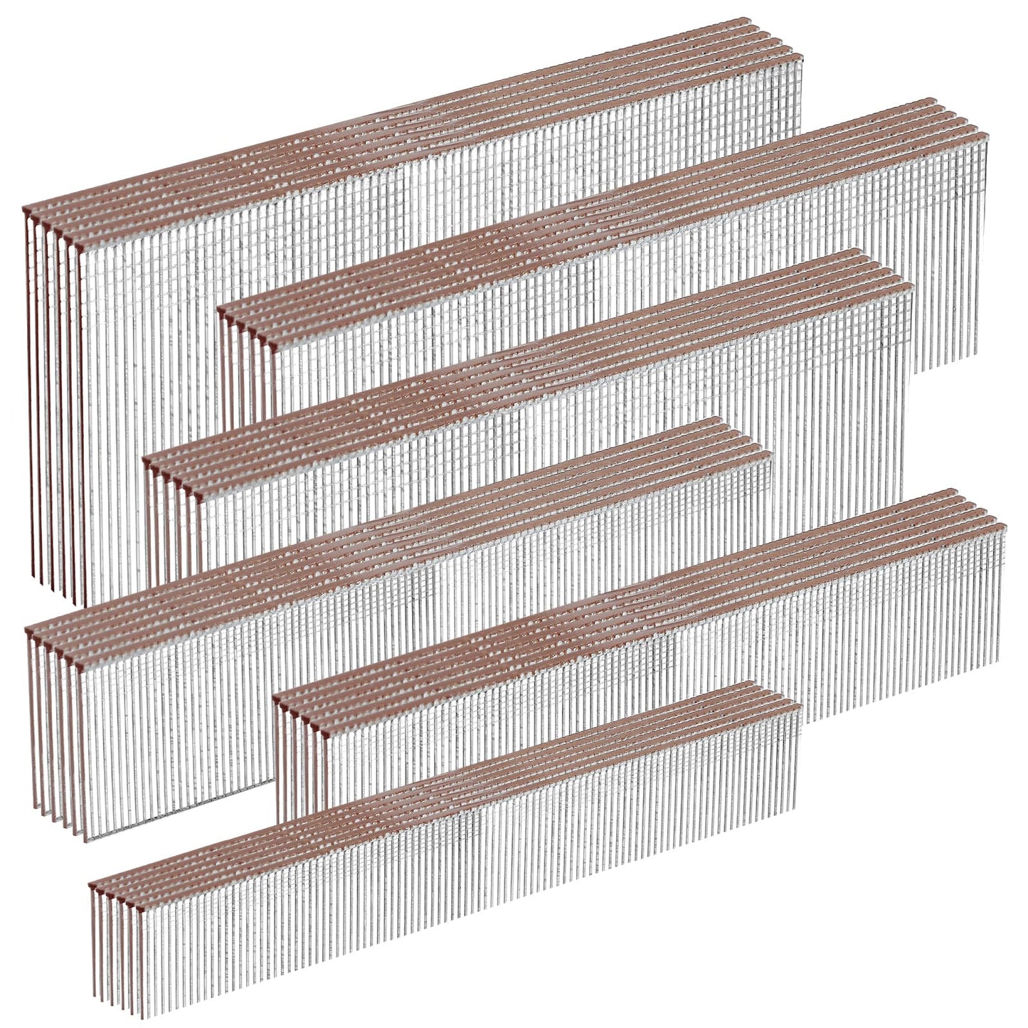 SITLDY 18 Gauge Galvanized Brad Nails Brown T-head 6 Sizes 1600-Pack (5/8"+3/4"+1"+1-1/4"+1-1/2"+2"), Assorted Size Project Pack, for Pneumatic, Electric 18GA Brad Nailer Gun