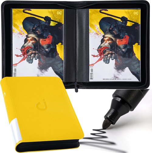 D DACCKIT Comic Binder - Premium Comic Book Album with Sleeves | Holds 24 Regular Comics (Golden Yellow)
