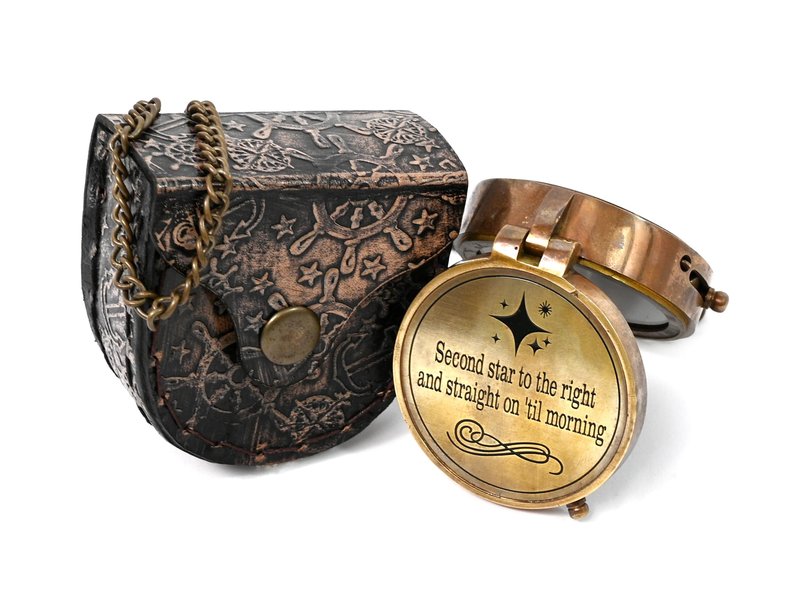 The New Antique Store - Engraved Compass, Customized Brass Compass for Anniversary, Birthday, Graduation Day, Confirmation, Valentine, Parting, Sailor Gift (Peter Pan)