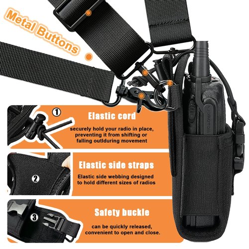 Levowin 2 Pack Firefighter Radio Strap and Holder with Sway Strap Bundle Set, Adjustment Ability and Mic Holder, Holds Walkie Talkie Radio Securely, Light Weight, for Fire EMT Paramedics