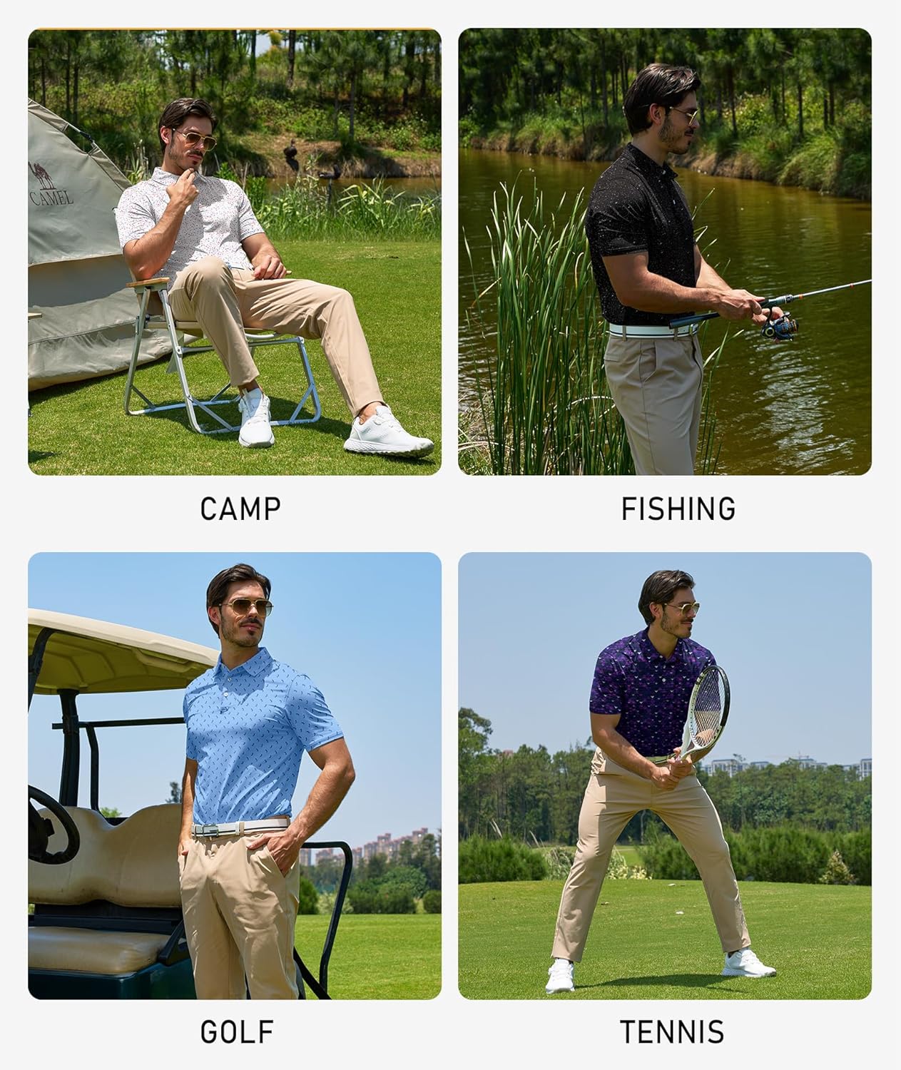 ZITY Men's Golf Polo Shirt - Short Sleeve, UPF 50+, Moisture-Wicking, Casual Print Design
