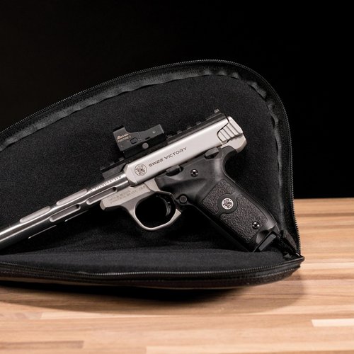 Smith & Wesson M&P Defender Handgun Case with Ballistic Fabric Construction and External Pockets for Shooting, Range, Storage and Transport , Black, Small