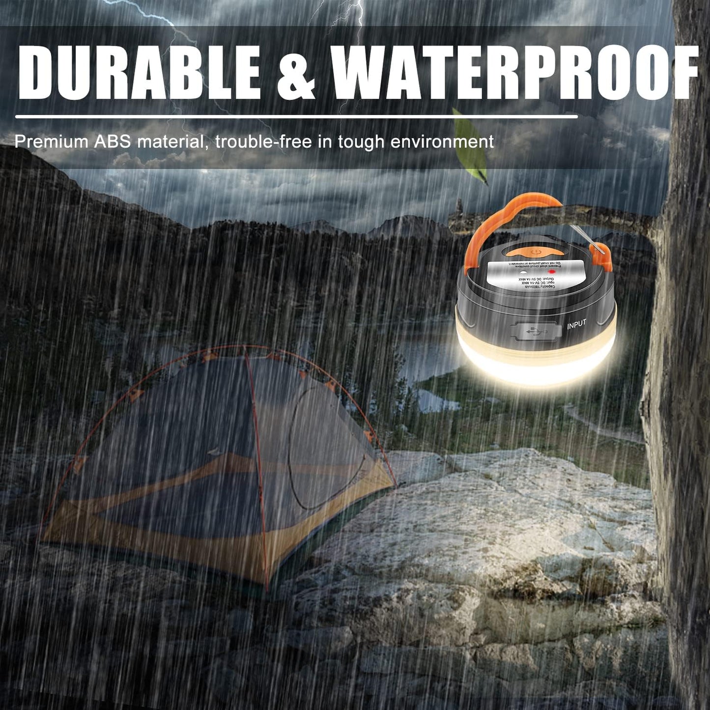 XTAUTO Rechargeable LED Camping Lantern - Portable 360° Illumination, Waterproof, 3 Lighting Modes | 1800mAh, 2-Pack