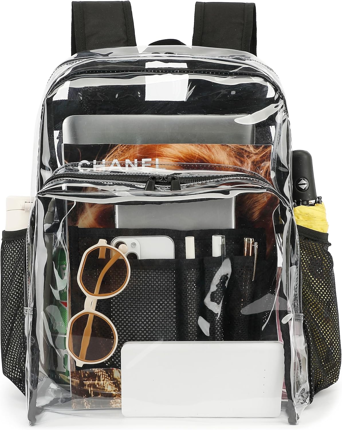 NEOREAL Clear Backpack - Heavy Duty Transparent Design for College, Work & Security | Black