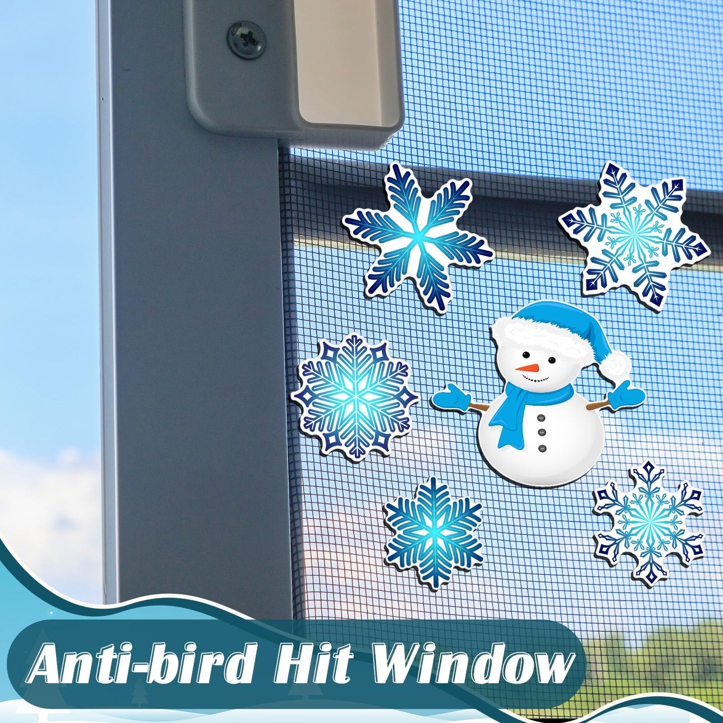 Konohan 12 Pcs/6 Pairs Winter Snowflake Screen Door Magnets Snowman Double Sided Screen Door Magnet Flexible Protector Decorative Screen Magnets for Window Screen Sliding Doors