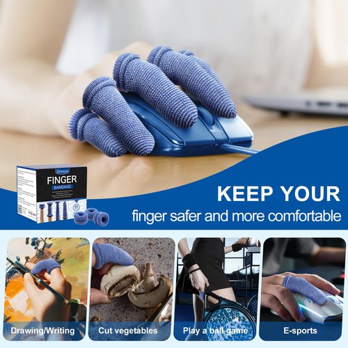 Dimora Finger Cots, Pack of 60 (Medium Size) Finger Protectors, Breathable Bandages for Wound Care, Stretchy Sleeves for Gardening, Fitness and Cargo Handling, Blue