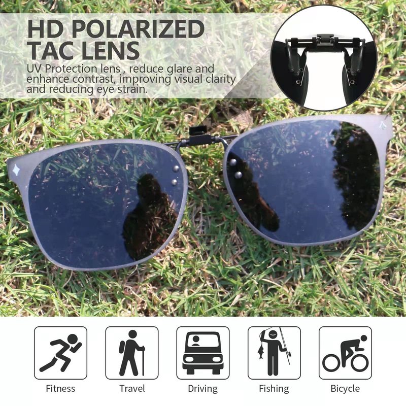 ARCAMOY Clip on Sunglasses Over Prescription Glasses Polarized Anti Glare Flip Up UV Protection Glasses For Men Women