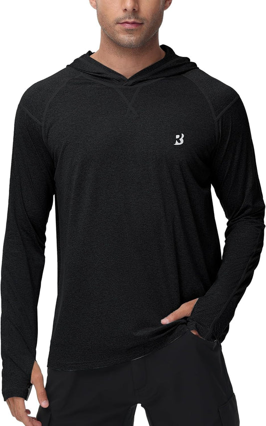 Roadbox Men's Fishing Shirt - UPF 50+ Long Sleeve UV Sun Hoodie for Hiking & Athletic Wear
