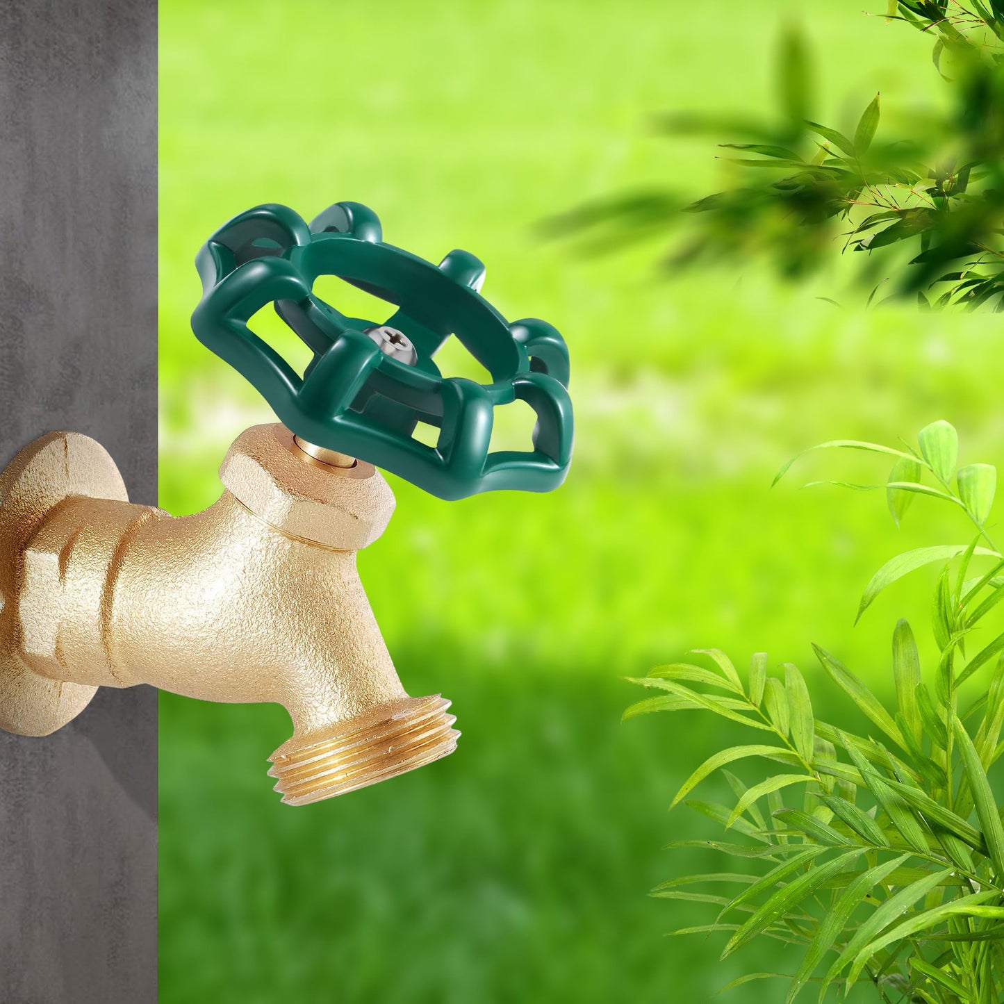 Dreyoo 2 Pack Outdoor Faucet Handles, 3/8 in Spigot Handles Compatible with Arrowhead PK1290, 12 Point Faucet Knob for Outside Hose Bibb, Garden Valves and Frost Proof Wall Hydrants(Green,Round)
