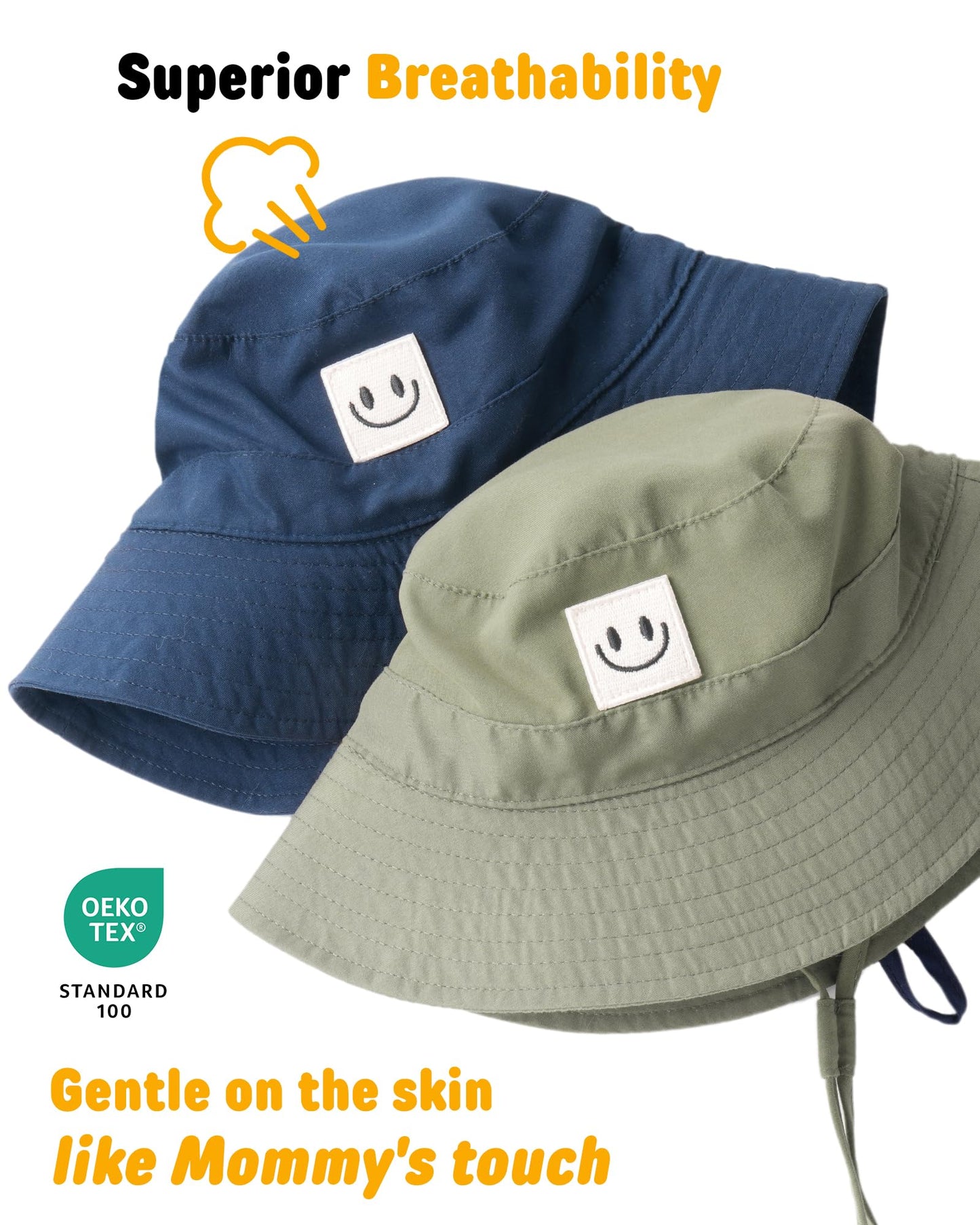 FURTALK Baby Sun Hat Smile Face Toddler Bucket Hat UPF 50+ Boys Girls 0-5Y