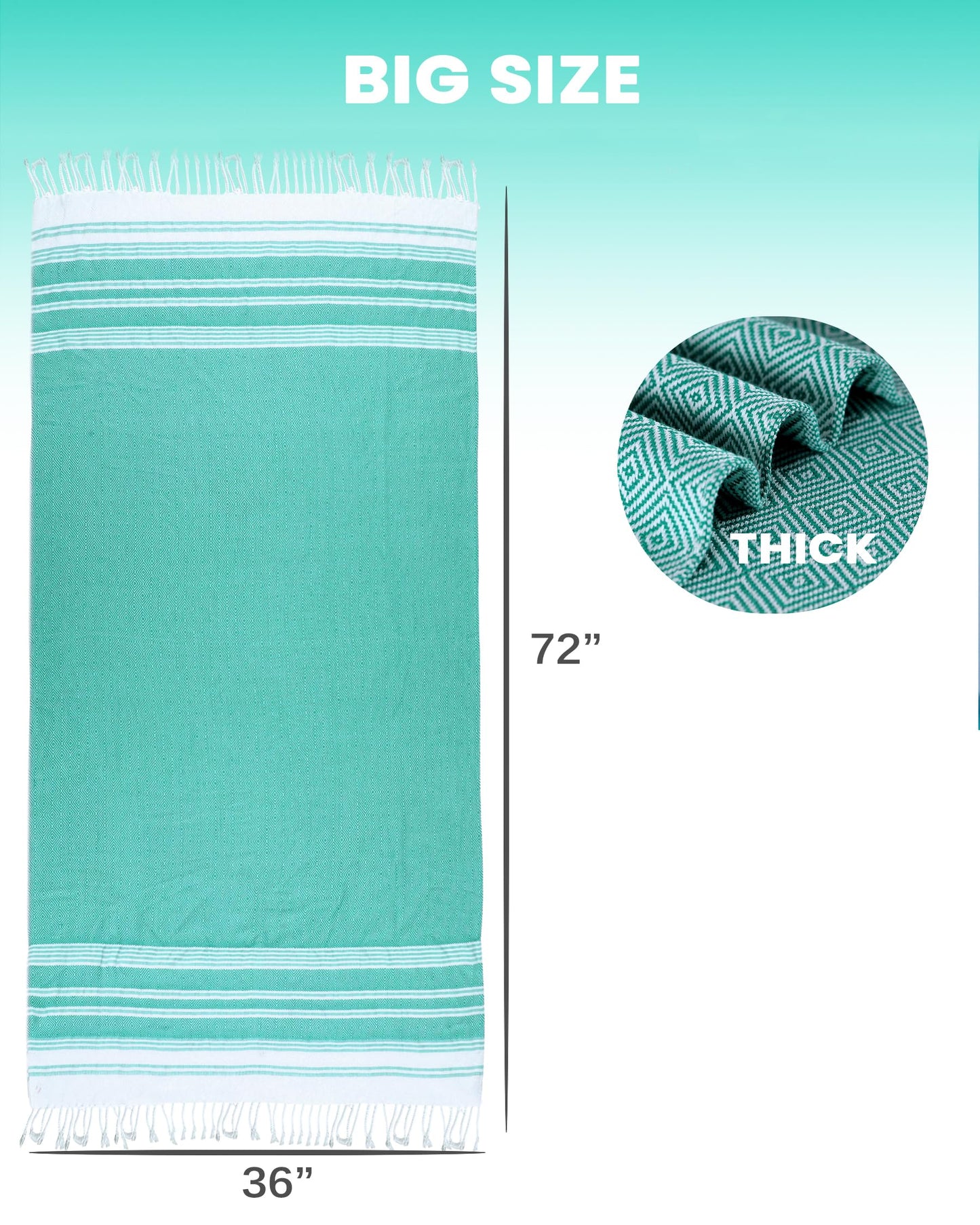 2 Packs Cotton Turkish Beach Towels Quick Dry Sand Free Oversized Bath Pool Swim Towel Large Extra Xl Big Blanket Adult Travel Essentials Cruise Accessories Must Haves Clearance Vacation Stuff