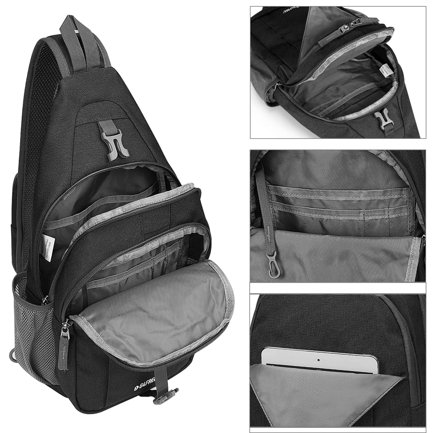 G4Free Sling Bag for Men and Women, RFID Blocking Crossbody Bag, Lightweight Sling Backpack for Travel, Hiking, Walking and Daily Use