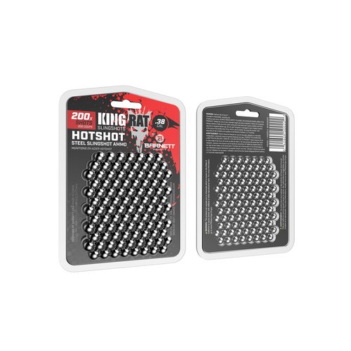 Barnett King Rat Slingshots, Stainless Steel Slingshot Ammo Slingshots, Hunting Quality.38 Caliber, 200 Count,Silver