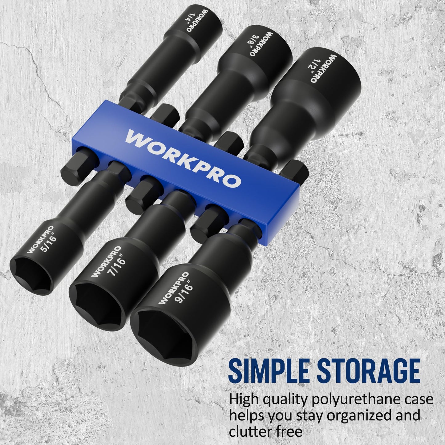 WORKPRO 6 PCS Magnetic Nut Driver Set, Metric & SAE, 1/4" Hex Shank, Drill Socket Set, Impact Driver Bit Set, 1/4” to 9/16”, Chrome Vanadium Steel