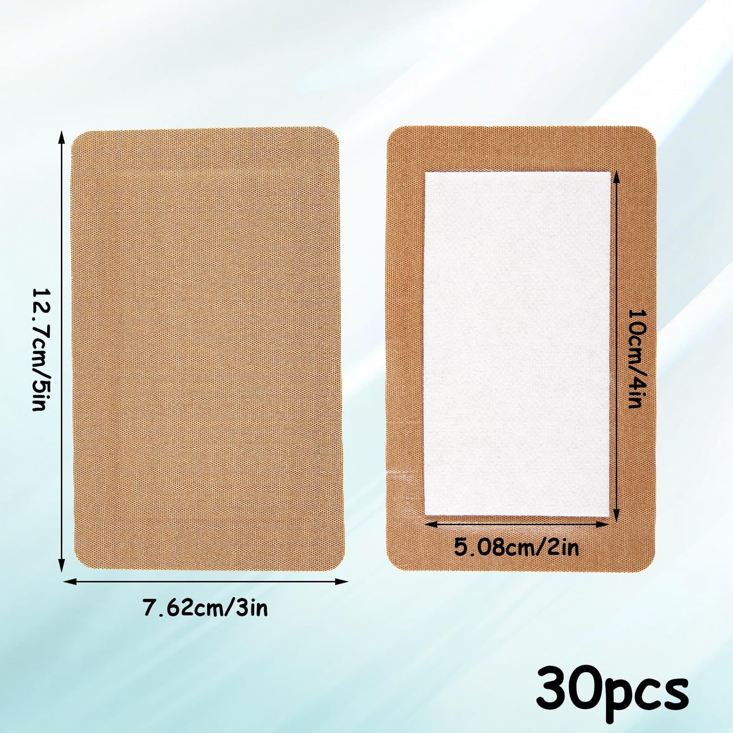 30 Pcs Extra Large Adhesive Bandages, 5" x 3" Fabric Bandages with Non-Stick Pad, Flexible Band Aids, Latex Free Painless Removal for Wound Care and First Aid, Sterile Fabric Bandage