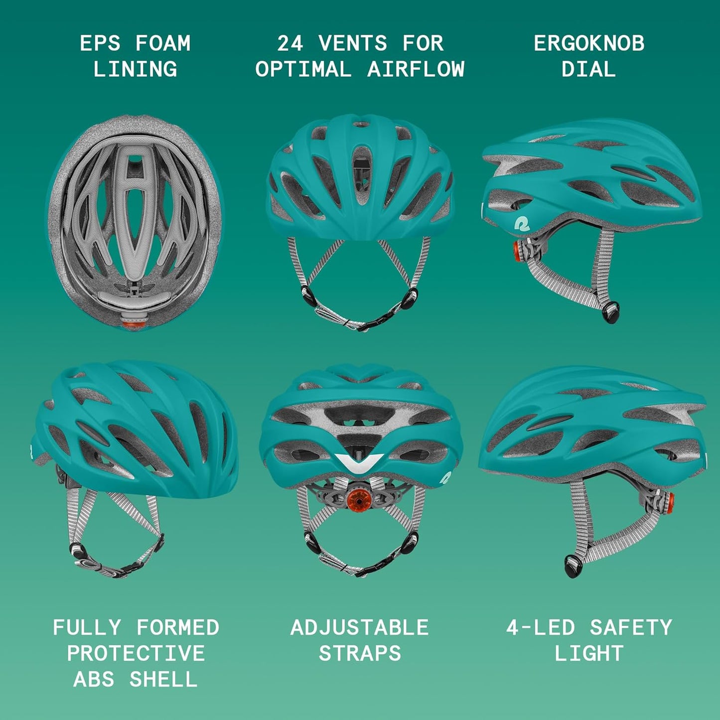 Retrospec Silas Road Bike Helmet - Adjustable Adult Cycling Protection with LED Light & 24 Air Vents | Lightweight 54-61cm