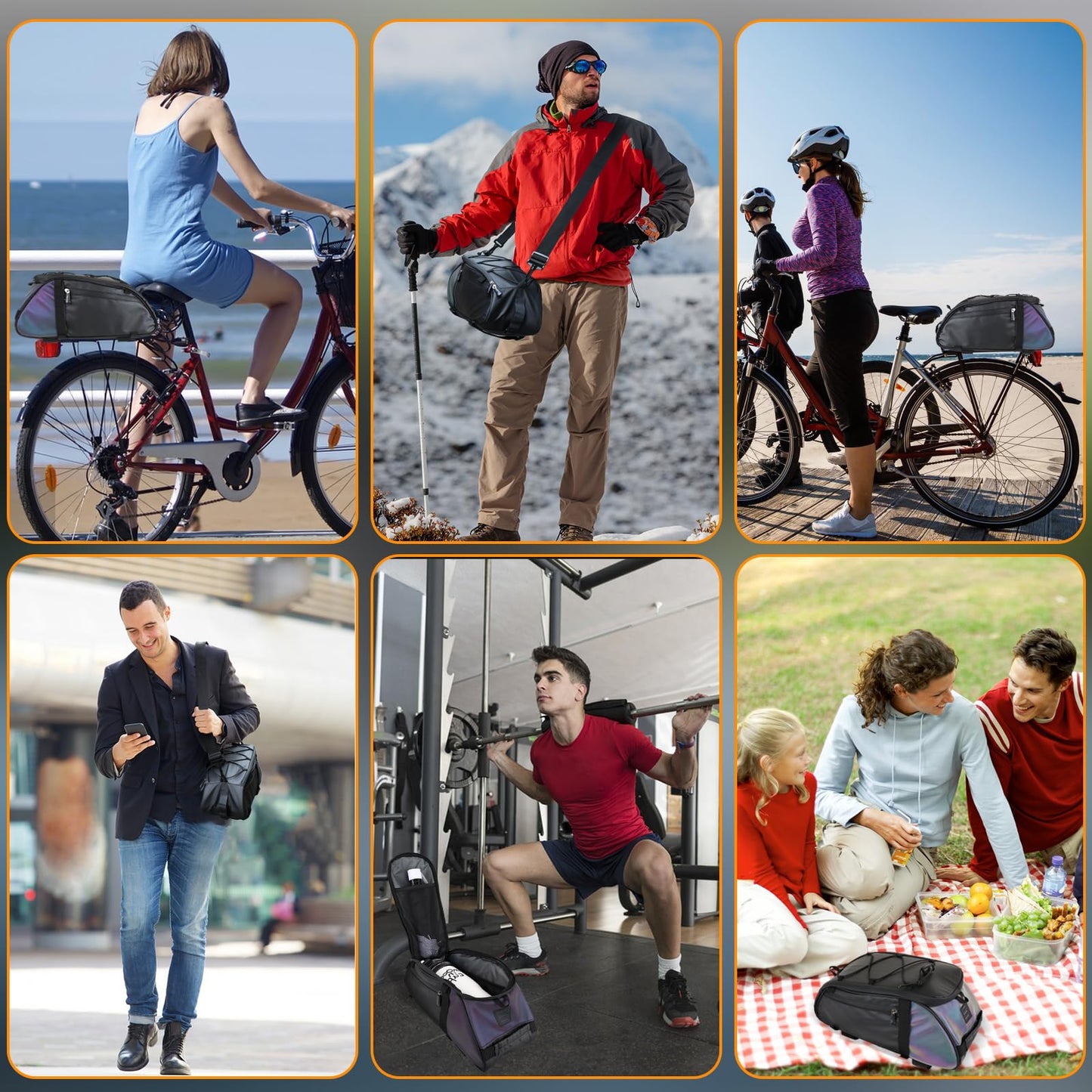 Raoot Rear Bike Rack Bag, 10L Water Resistant Ebike Bags for Bicycle Rear Rack, Bicycle Trunk Pannier with Shoulder Strap for Commuter Travel Shopping and Cycling (Black)