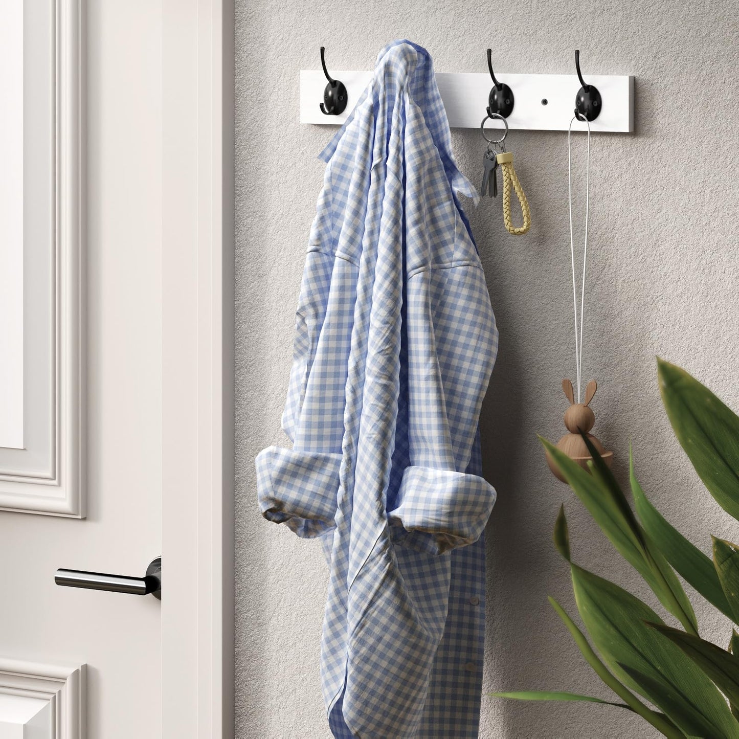VERTORGAN Coat Hooks Wall Mount,Wooden Wall Hat Rack with 4 Hooks for Hanging Coat,Bag,Towel(White)