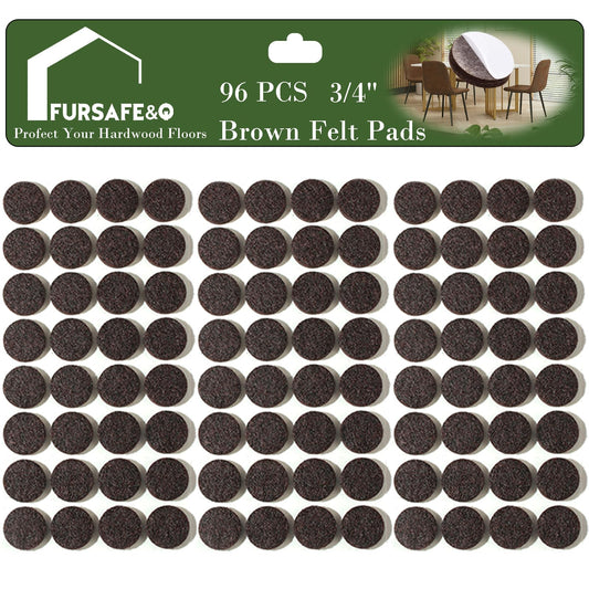 Fursafe&Q Felt Furniture Pads, Furniture Felt Pads for Hardwood Floors -Self Adhesive Chair Leg Floor Protectors, Protect Your Floors from Nicks, Bumps and Scratch,96 Pcs Round Cabinet Door Bumper