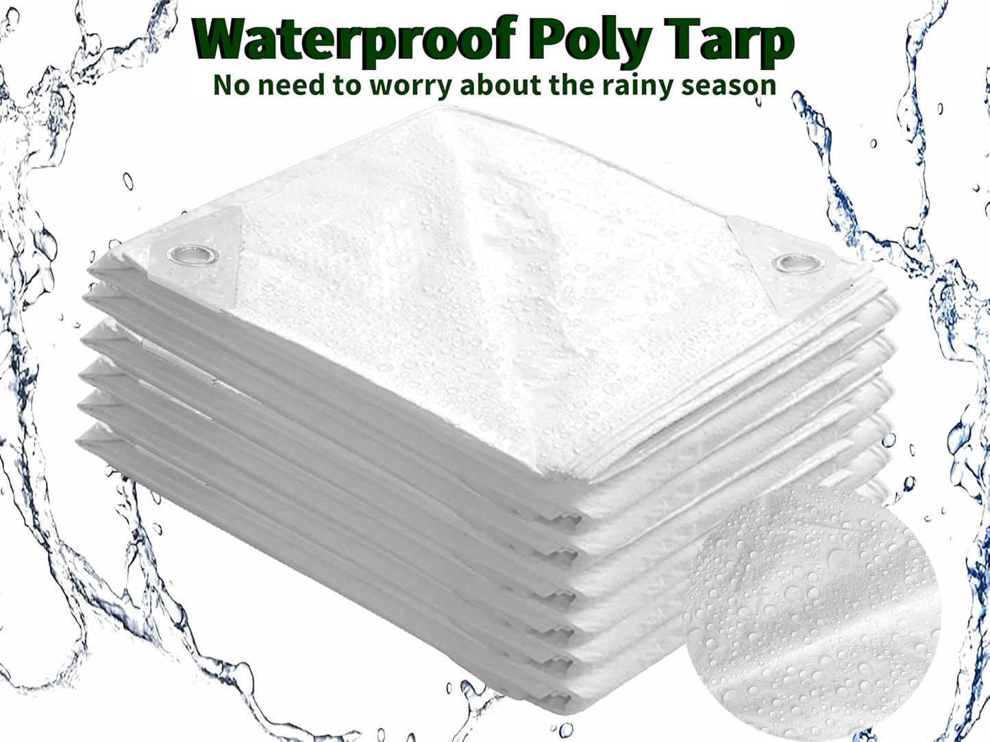 20x30 Feet Waterproof Green Tarp - Heavy-Duty Multipurpose Cover for Outdoor Use