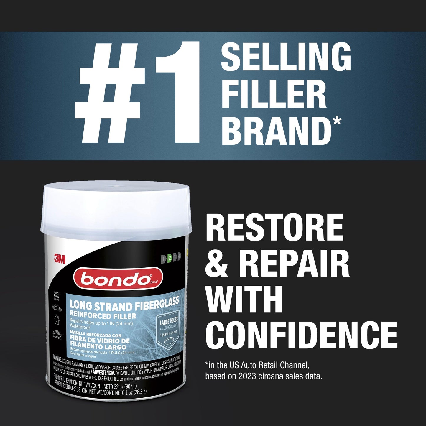 Bondo Bondo-Hair Long Strand Fiberglass Reinforced Filler, 00762, 1 Quart