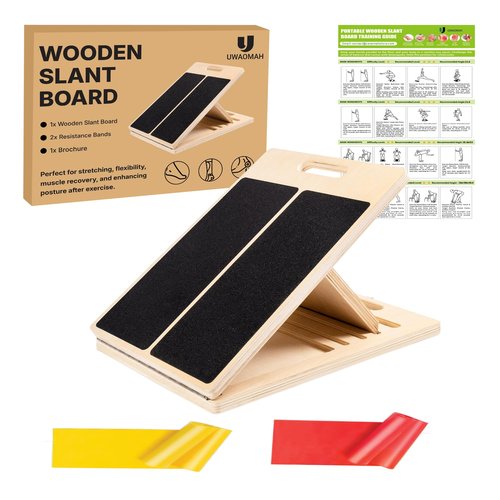 Uwaomah Slant Board for Calf Stretching – Adjustable Wooden Calf Stretch Board, Calf Stretcher & Squat Wedge