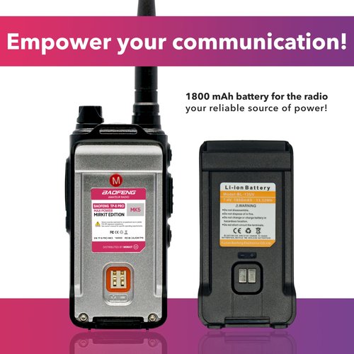 Mirkit 2хTP8PRO Baofeng Two Way Radio Long Range 8W - Walkie Talkies with USB Type-C Charging Accessories: Battery 1800mAh, FTDI Baofeng Programming Cable, Lanyard VHF 144-148/UHF 420-450
