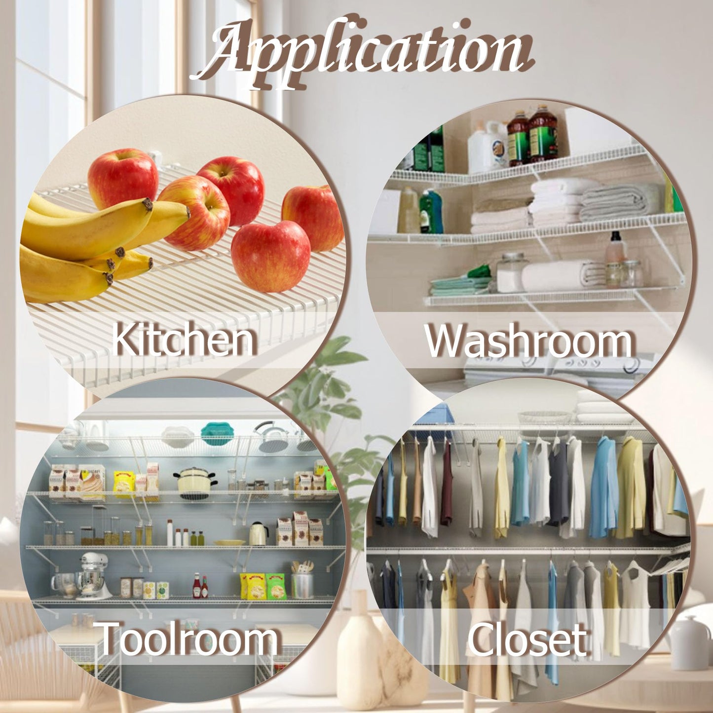 Ojeemii 6PCS 12 Inch Wire Shelf Brackets, Heavy Duty Wire Shelving Support Brackets, Closet Rack Support with 4 PCS Wire Shelf Clips, Closet Wire Shelf Support Brackets for Laundry, Closet, Garage